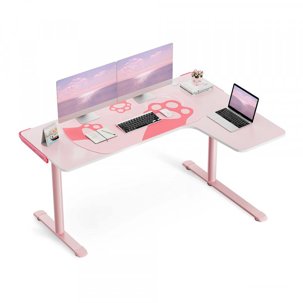 Eureka Ergonomic L60 60" Pink L Shaped Gaming Desk, Right  